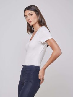 L'AGENCE T-Shirt A Col En V En Coton Becca