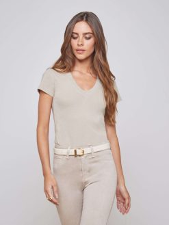 L'AGENCE T-Shirt A Col En V En Coton Becca