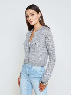 L'AGENCE Cardigan A Sequins Blanca