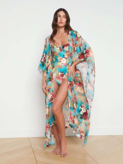 L'AGENCE Cache-Maillot Kimono En Soie Melangee Kara