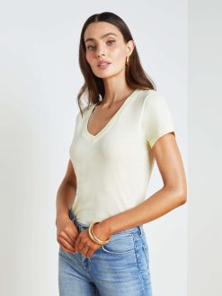 L'AGENCE T-Shirt A Col En V En Coton Becca