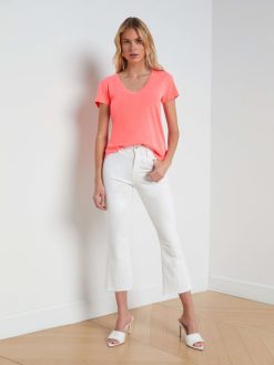 L'AGENCE T-Shirt A Col En V En Coton Becca