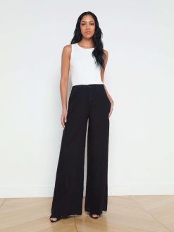 L'AGENCE Pantalon A Jambe Large En Lin Brie