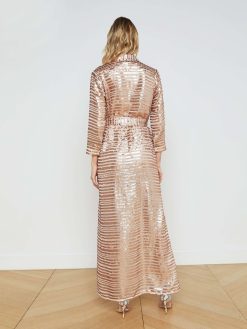 L'AGENCE Robe Chemise A Sequins Cameron