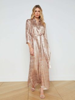 L'AGENCE Robe Chemise A Sequins Cameron