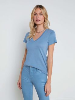 L'AGENCE T-Shirt A Col En V En Coton Becca