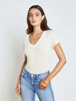 L'AGENCE T-Shirt A Col En V En Coton Becca