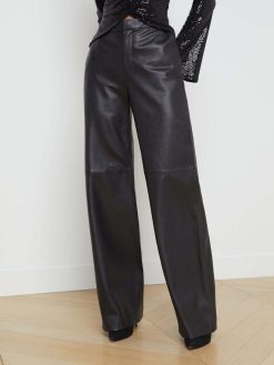 L'AGENCE Pantalon Droit En Cuir Livvy