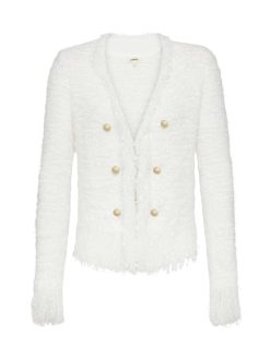 L'AGENCE Blazer Cardigan A Franges Azur