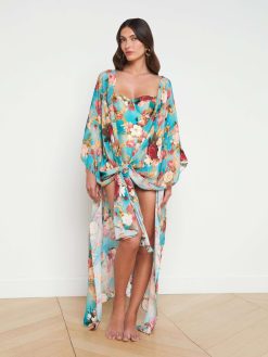 L'AGENCE Cache-Maillot Kimono En Soie Melangee Kara