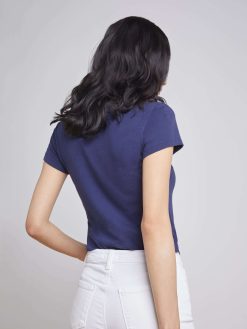 L'AGENCE T-Shirt A Col En V En Coton Becca