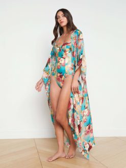 L'AGENCE Cache-Maillot Kimono En Soie Melangee Kara